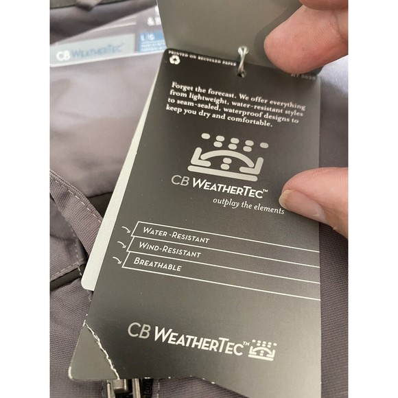 NWT - Cutter and Buck WeatherTec Gray Men’s Size Large Jacket Full Zipper - Picture 9 of 10